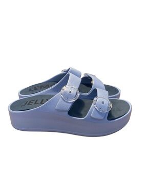 Lemon Jelly Platform Slide Sandals Size 41 Lavender Blue Double Strap